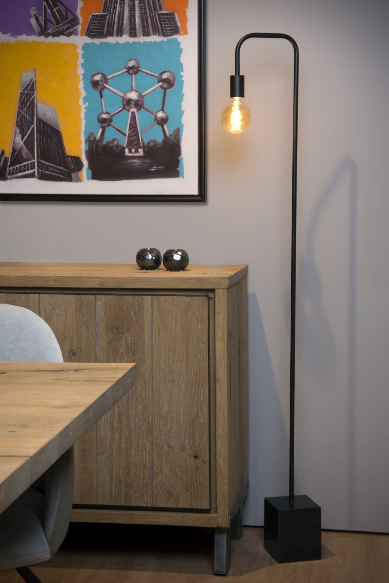 Lucide LORIN - Stojacia lampa - 1xE27 - Čierna